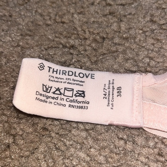 Thirdlove 24/7 Seamless Stripe Full Coverage Bra Soft Peach 38B - Picture 8 of 8